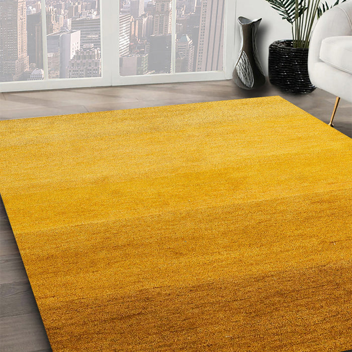 Abstract Deep Yellow Modern Rug in Family Room, abs4304