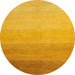 Round Abstract Deep Yellow Modern Rug, abs4304