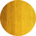 Round Abstract Yellow Modern Rug, abs4304yw