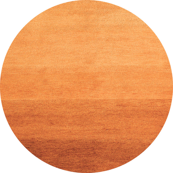 Round Machine Washable Abstract Orange Modern Area Rugs, wshabs4304org
