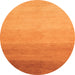 Round Machine Washable Abstract Orange Modern Area Rugs, wshabs4304org