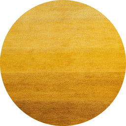 Round Machine Washable Abstract Deep Yellow Rug, wshabs4304