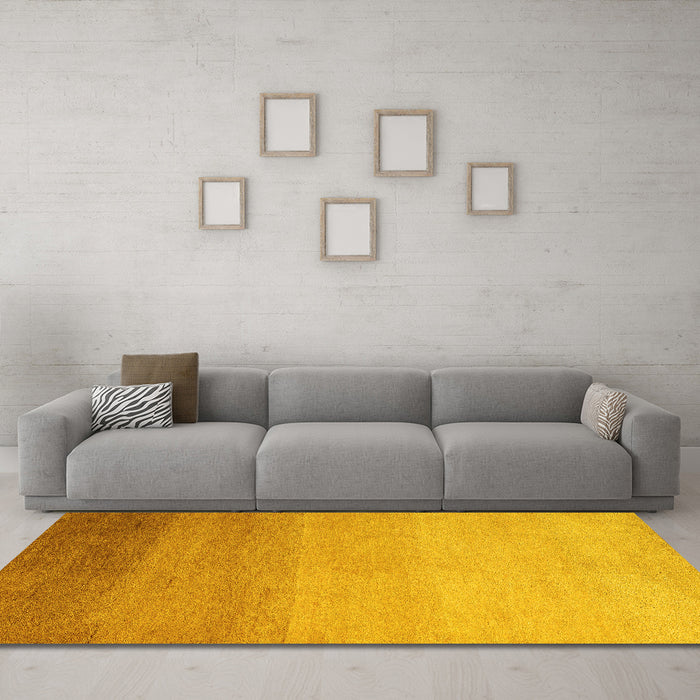Machine Washable Abstract Yellow Modern Rug in a Living Room, wshabs4304yw