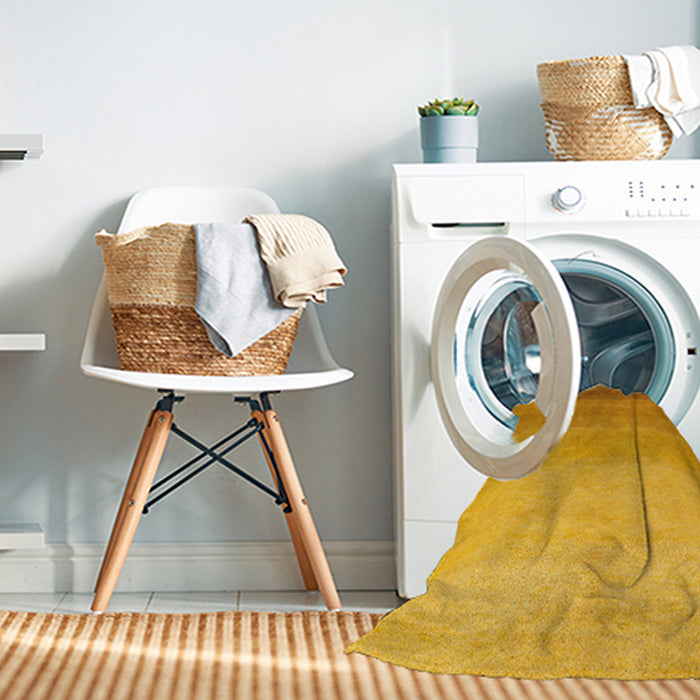 Machine Washable Abstract Deep Yellow Rug in a Washing Machine, wshabs4304