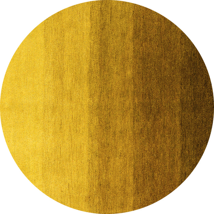 Round Machine Washable Abstract Yellow Modern Rug, wshabs4305yw