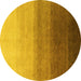 Round Abstract Yellow Modern Rug, abs4305yw