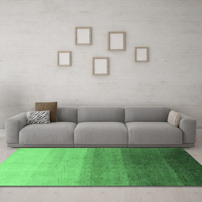 Machine Washable Abstract Emerald Green Modern Area Rugs in a Living Room,, wshabs4305emgrn