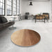 Round Machine Washable Abstract Saddle Brown Rug in a Office, wshabs4305