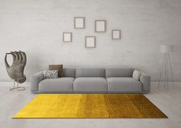 Machine Washable Abstract Yellow Modern Rug in a Living Room, wshabs4305yw