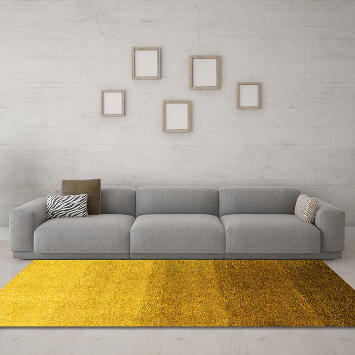 Machine Washable Abstract Yellow Modern Rug in a Living Room, wshabs4305yw