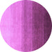 Round Machine Washable Abstract Purple Modern Area Rugs, wshabs4305pur