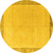 Round Solid Yellow Modern Rug, abs4306yw