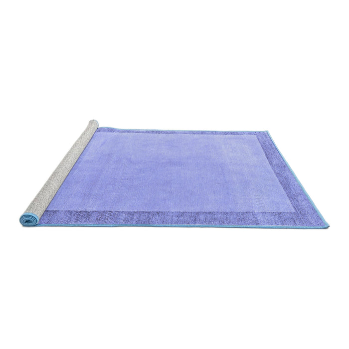 Sideview of Machine Washable Solid Blue Modern Rug, wshabs4306blu