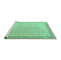 Sideview of Machine Washable Solid Turquoise Modern Area Rugs, wshabs4306turq
