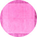Round Machine Washable Solid Pink Modern Rug, wshabs4306pnk
