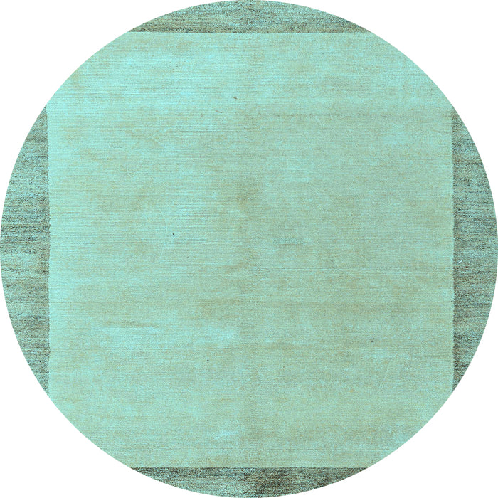 Round Machine Washable Solid Light Blue Modern Rug, wshabs4306lblu