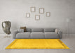 Machine Washable Solid Yellow Modern Rug in a Living Room, wshabs4306yw