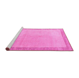 Sideview of Machine Washable Solid Pink Modern Rug, wshabs4306pnk