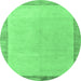 Round Machine Washable Solid Emerald Green Modern Area Rugs, wshabs4306emgrn