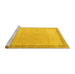 Sideview of Machine Washable Solid Yellow Modern Rug, wshabs4306yw