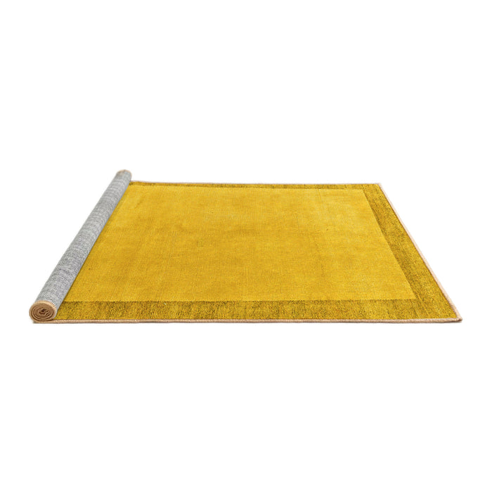 Sideview of Machine Washable Solid Yellow Modern Rug, wshabs4306yw