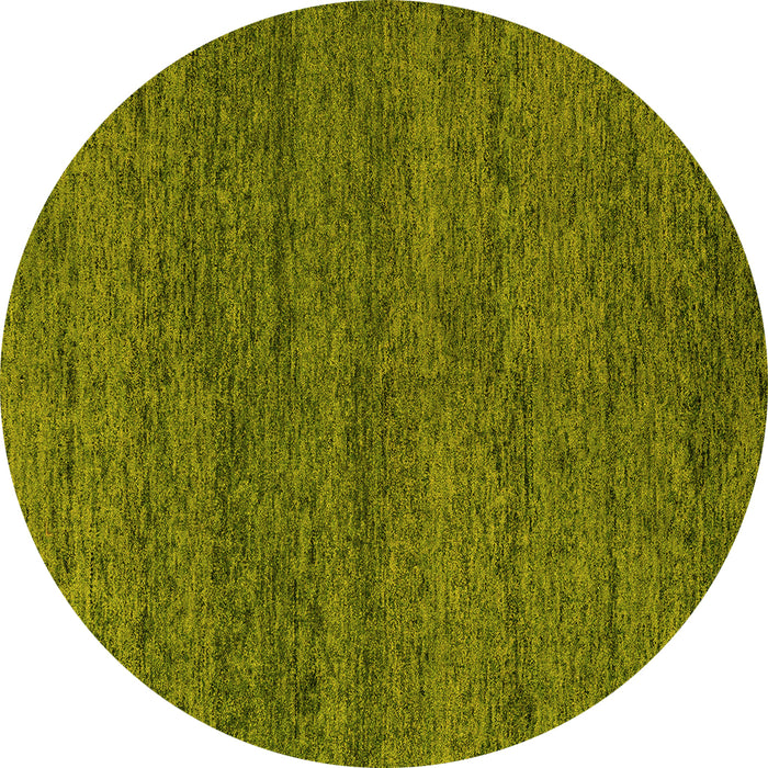 Round Machine Washable Abstract Yellow Modern Rug, wshabs4307yw