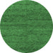 Round Abstract Emerald Green Modern Rug, abs4307emgrn