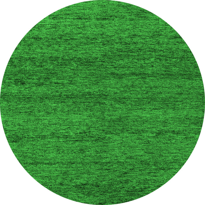 Round Machine Washable Abstract Green Modern Area Rugs, wshabs4307grn