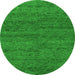 Round Machine Washable Abstract Green Modern Area Rugs, wshabs4307grn