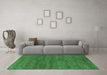 Machine Washable Abstract Emerald Green Modern Area Rugs in a Living Room,, wshabs4307emgrn