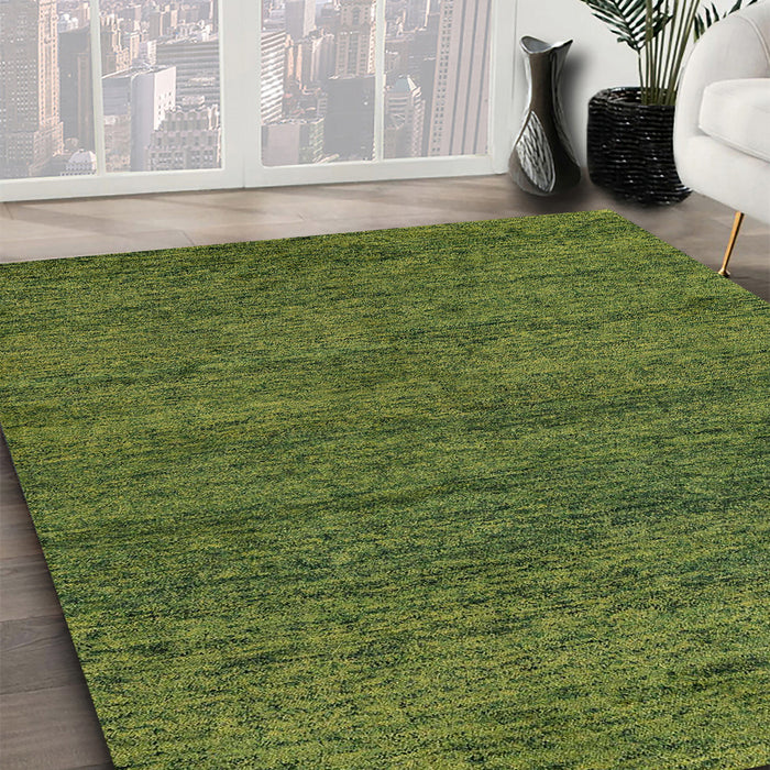 Machine Washable Abstract Green Rug in a Family Room, wshabs4307
