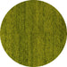 Round Abstract Yellow Modern Rug, abs4307yw