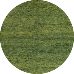 Round Machine Washable Abstract Green Rug, wshabs4307