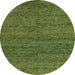 Round Machine Washable Abstract Green Rug, wshabs4307