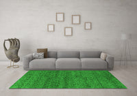 Machine Washable Abstract Green Modern Rug, wshabs4307grn