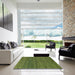 Square Abstract Green Modern Rug in a Living Room, abs4307