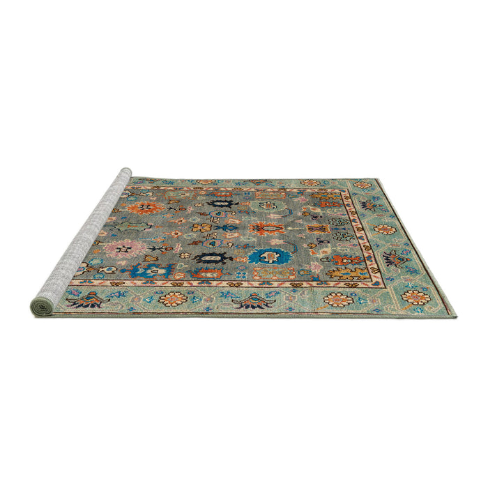 Sideview of Machine Washable Abstract Olive Green Rug, wshabs4308