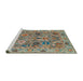 Sideview of Machine Washable Abstract Olive Green Rug, wshabs4308