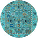 Round Oriental Light Blue Traditional Rug, abs4308lblu