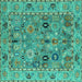 Square Oriental Turquoise Traditional Rug, abs4308turq