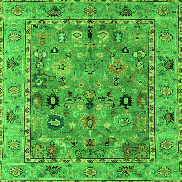 Square Oriental Green Traditional Rug, abs4308grn