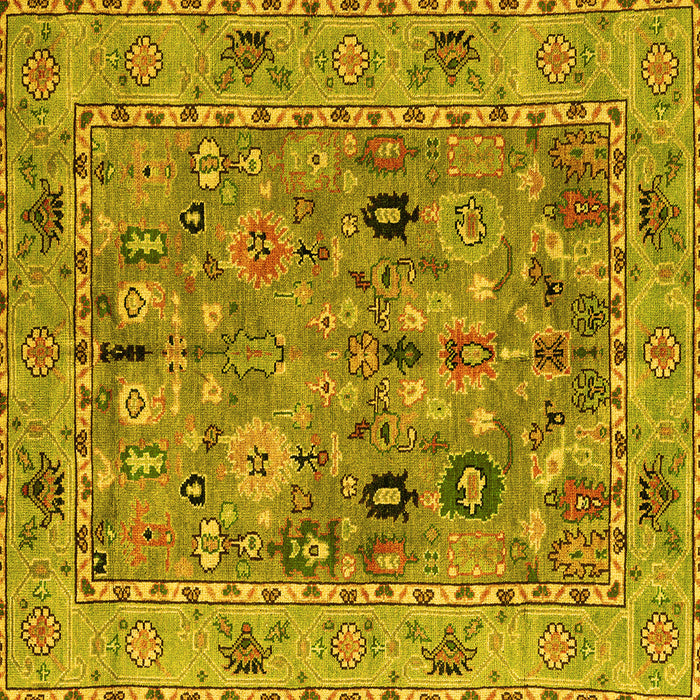 Square Oriental Yellow Traditional Rug, abs4308yw