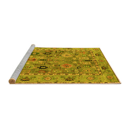 Sideview of Machine Washable Oriental Yellow Traditional Rug, wshabs4308yw