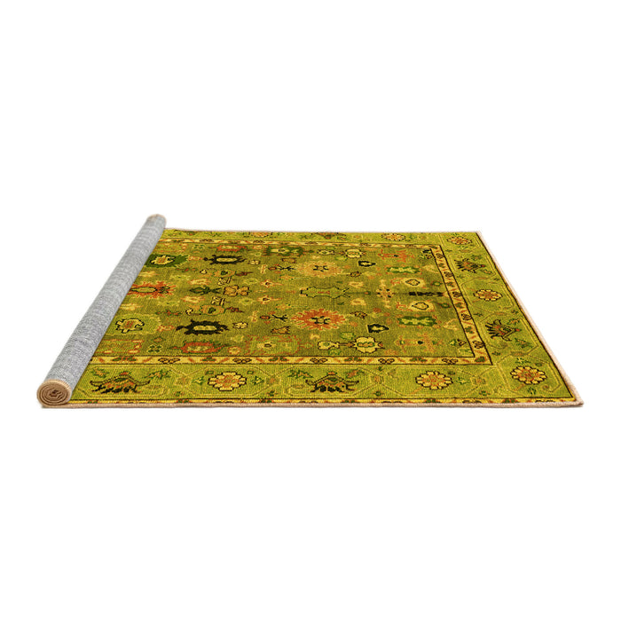 Sideview of Machine Washable Oriental Yellow Traditional Rug, wshabs4308yw