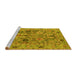 Sideview of Machine Washable Oriental Yellow Traditional Rug, wshabs4308yw