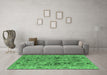 Machine Washable Oriental Emerald Green Traditional Area Rugs in a Living Room,, wshabs4308emgrn