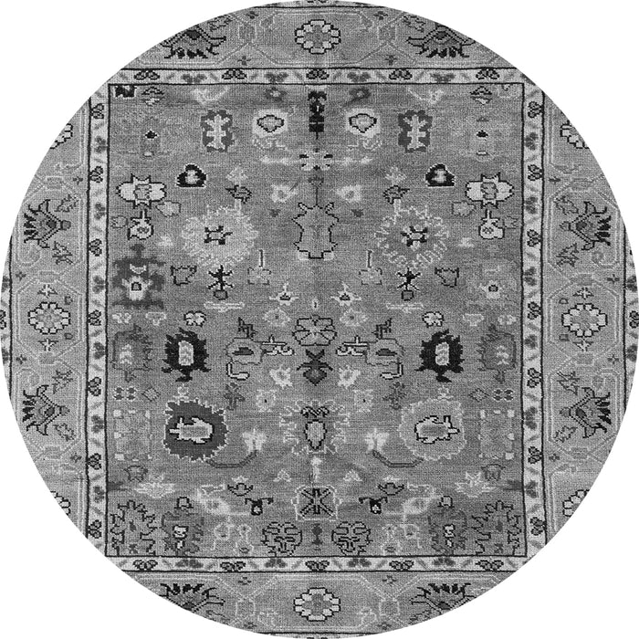 Round Machine Washable Oriental Gray Traditional Rug, wshabs4308gry