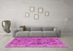 Machine Washable Oriental Pink Traditional Rug in a Living Room, wshabs4308pnk