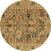 Round Oriental Brown Traditional Rug, abs4308brn