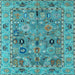 Square Machine Washable Oriental Light Blue Traditional Rug, wshabs4308lblu